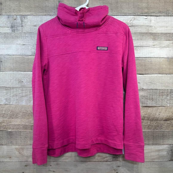 Vineyard Vines Sweaters - Vineyard Vines Womens XS Hot Pink Slub Funnel Neck Pullover Cotton Sweatshirt